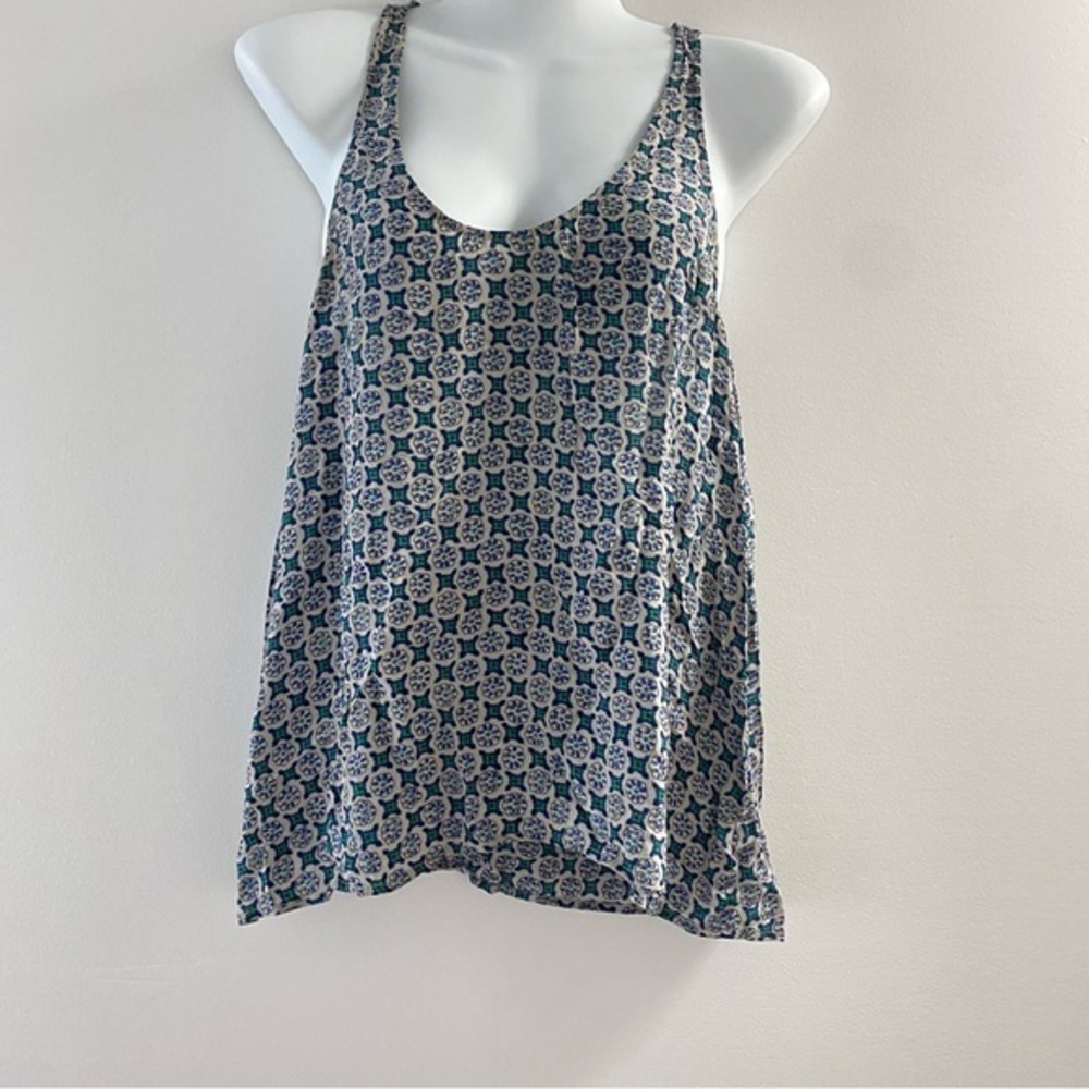 Joie tank top silk sharkbite geometric print